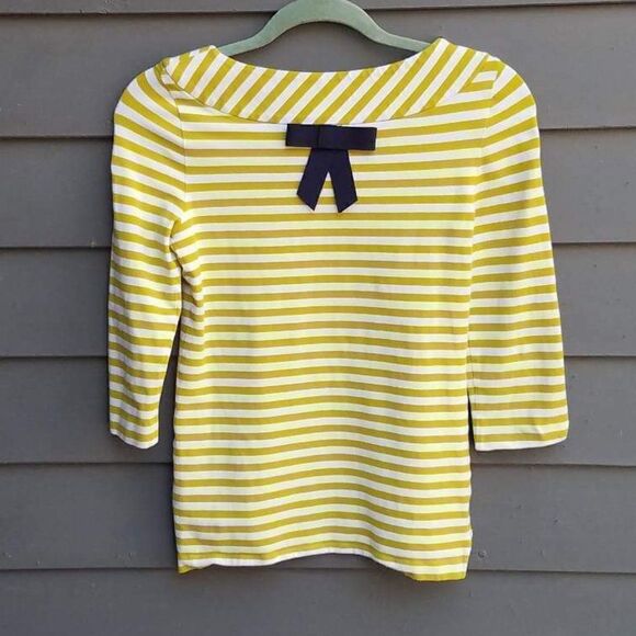 Kate Spade Green/White Striped Pop Over Top with Bow On Back Size XS - Picture 4 of 8